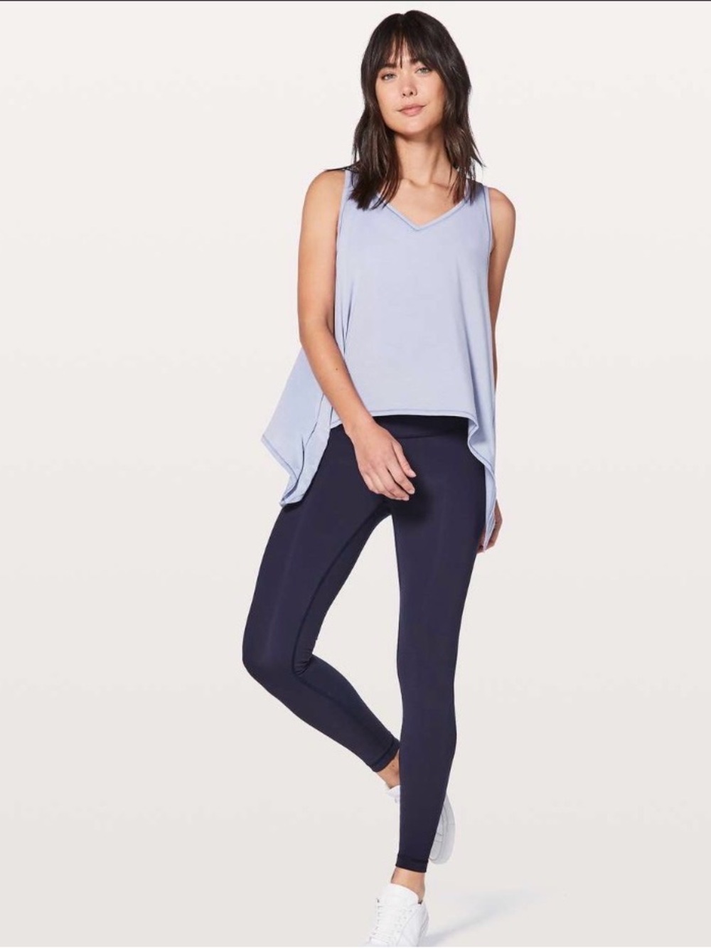 Lululemon Watch Me Flip Tank Top Size 12 Heathered Misty Moon Blue Yoga Pilates
